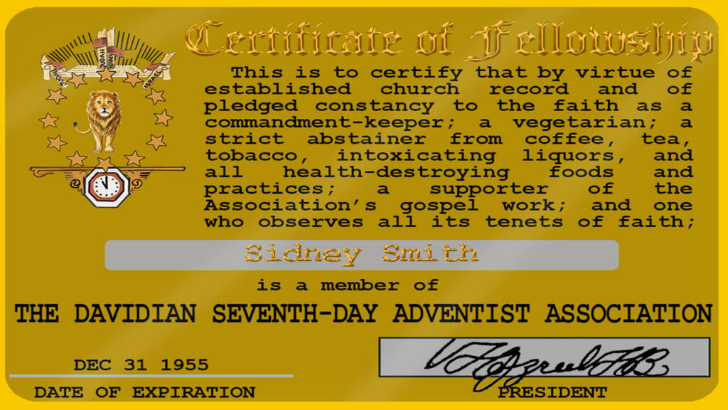 A Letter Included With The Certificate of Fellowship The Davidian Seventhday Adventists
