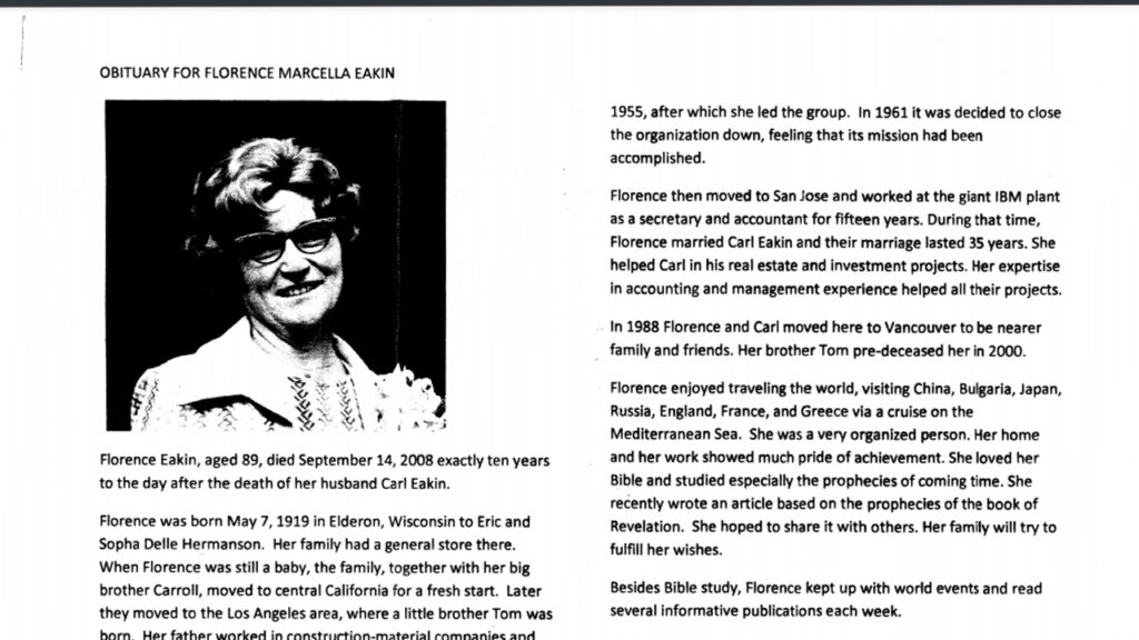 Florence Houteff Obituary The Davidian Seventh day Adventists Association Florence Houteff Obituary The Davidian Seventh day Adventists Association